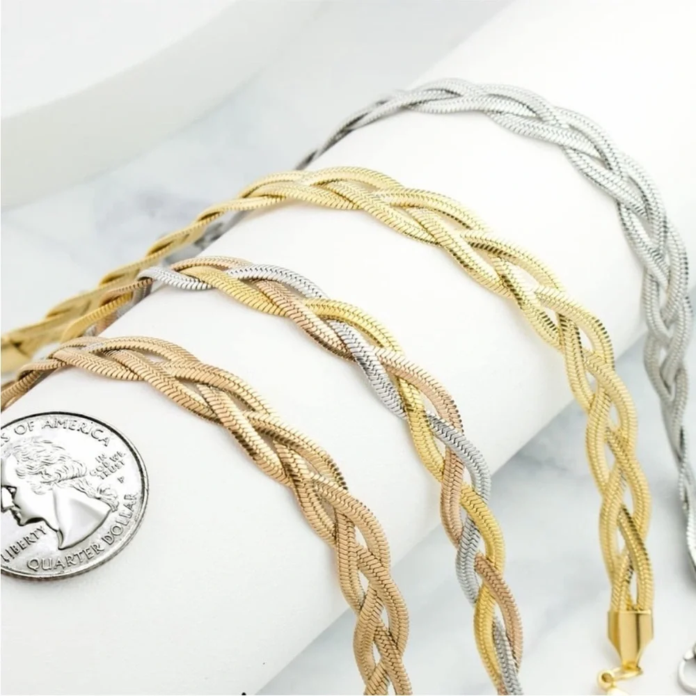 Silver Woven Infinity Chain Bracelet
